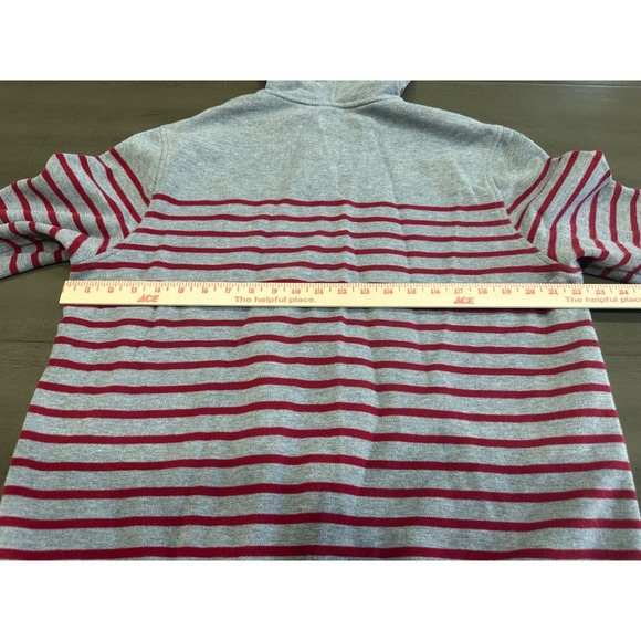 Brooks Brothers 1818 Mens Large Grey Red Striped Full Zip Hoodie Sweatshirt - Picture 7 of 8
